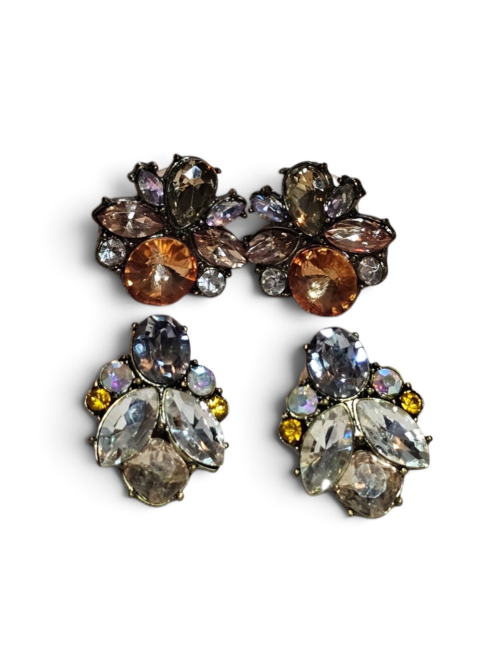 Two Baublebar NEW Vintage Style Rhinestone Pierced Earrings Bronze